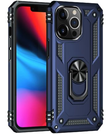 Apple iPhone 13 Pro Max Hoesje Hybride Kickstand Back Cover Blauw Hoesjes