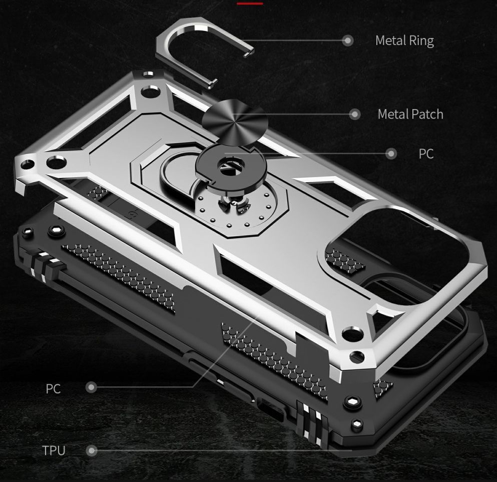 Apple iPhone 13 Pro Max Hoesje Hybride Kickstand Back Cover Zilver afbeelding 5