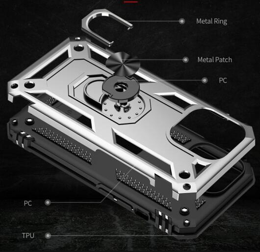 Apple iPhone 13 Pro Max Hoesje Hybride Kickstand Back Cover Zilver afbeelding 5