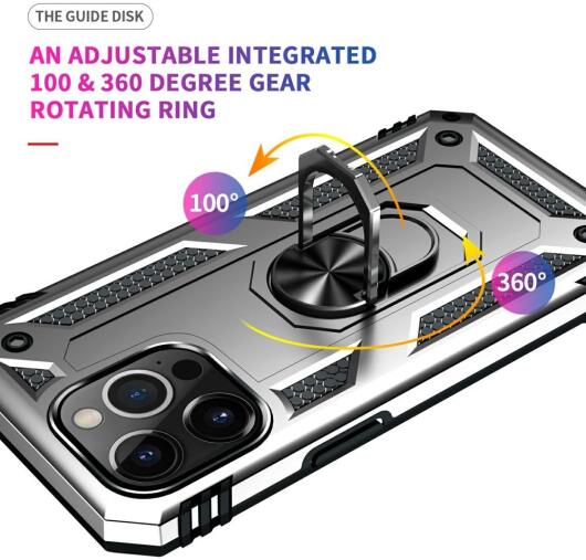 Apple iPhone 13 Pro Max Hoesje Hybride Kickstand Back Cover Zilver afbeelding 7