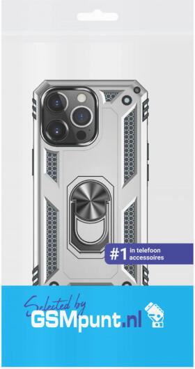 Apple iPhone 13 Pro Max Hoesje Hybride Kickstand Back Cover Zilver afbeelding 3