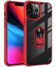 Apple iPhone 13 Pro Hoesje Hybride Kickstand Cover Transparant/Rood