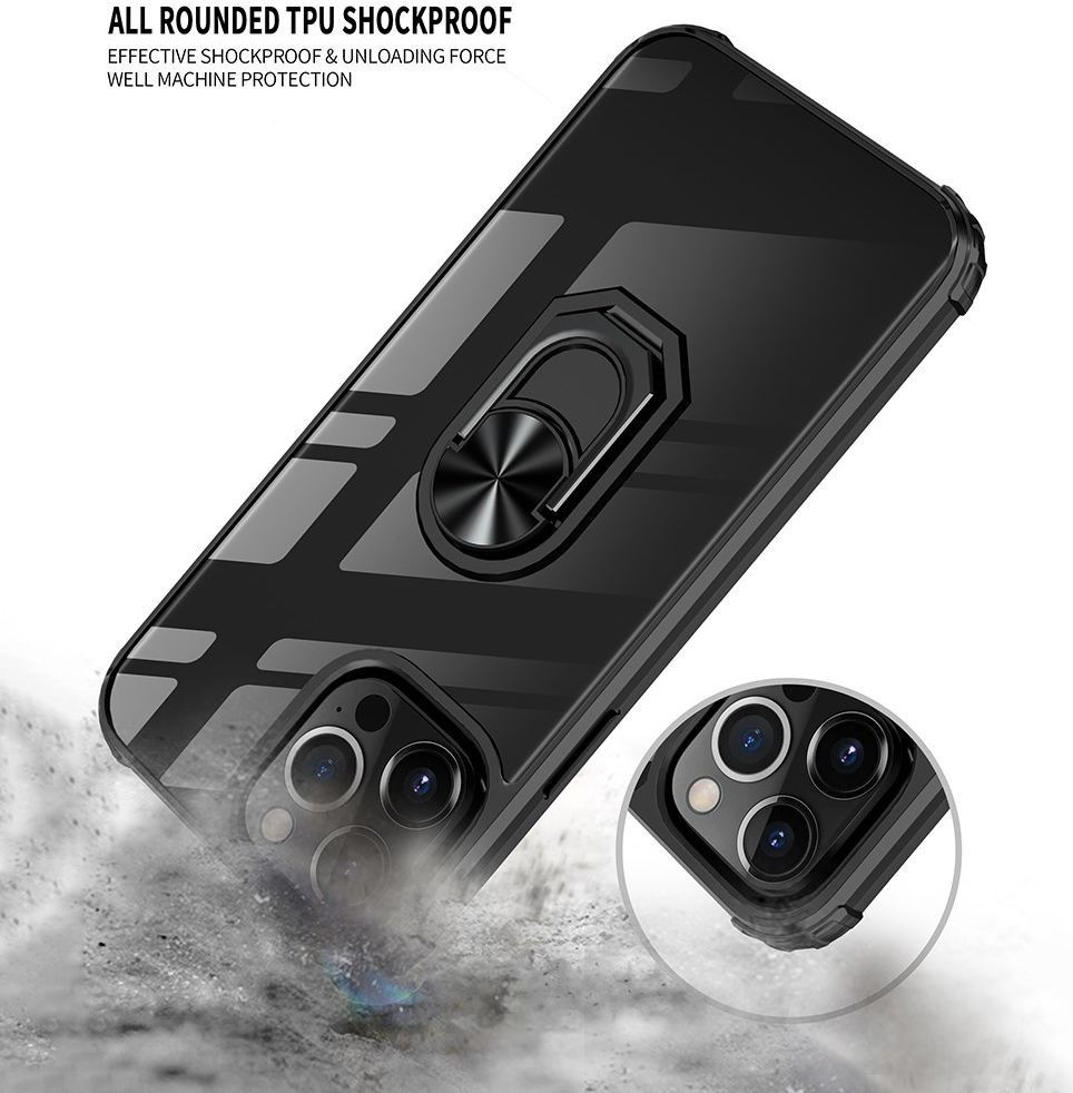 Apple iPhone 13 Pro Max Hoesje Hybride Kickstand Transparant/Zwart afbeelding 4