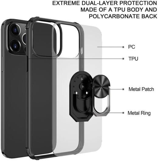 Apple iPhone 13 Pro Max Hoesje Hybride Kickstand Transparant/Zwart afbeelding 8