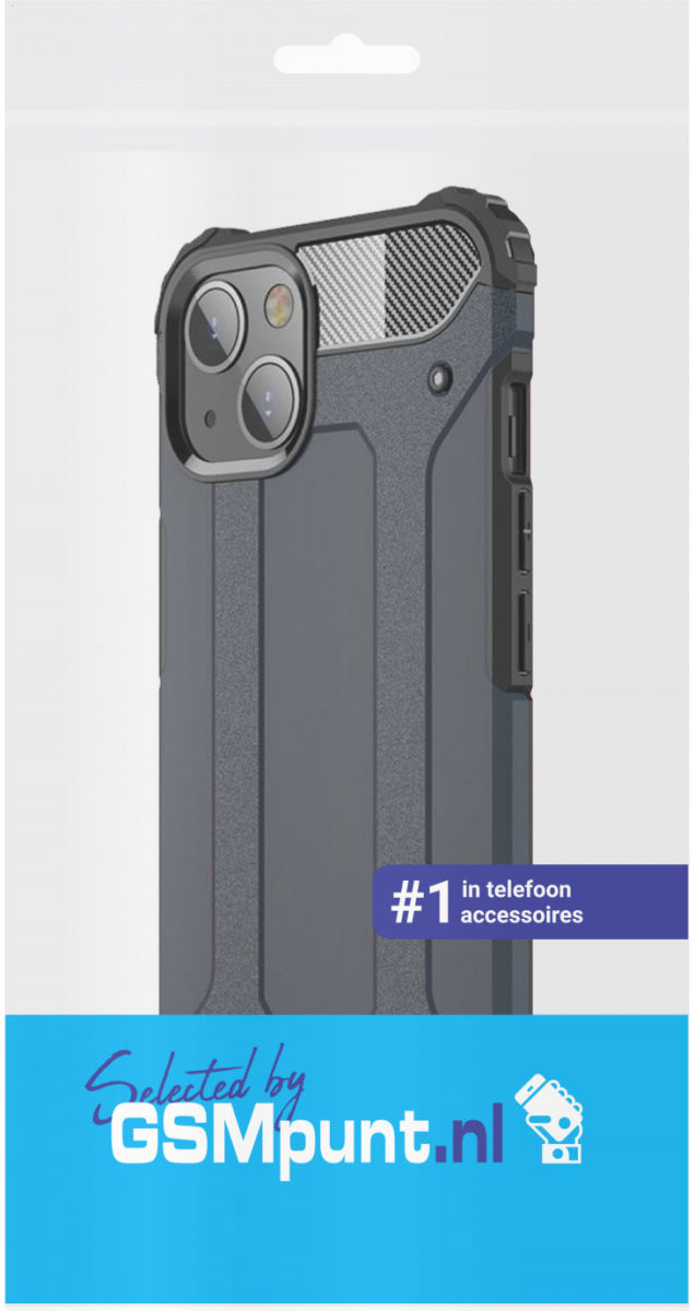 Apple iPhone 13 Mini Hoesje Shock Proof Hybride Back Cover Donkerblauw afbeelding 2