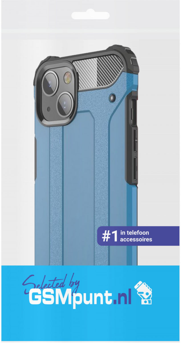 Apple iPhone 13 Hoesje Shock Proof Hybride Back Cover Lichtblauw afbeelding 2