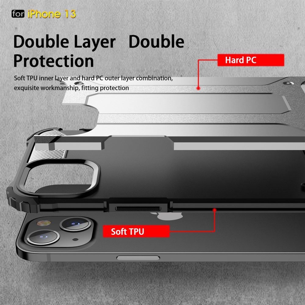Apple iPhone 13 Hoesje Shock Proof Hybride Back Cover Lichtblauw afbeelding 4