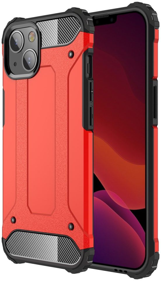 Apple iPhone 13 Hoesje Shock Proof Hybride Back Cover Rood afbeelding 1