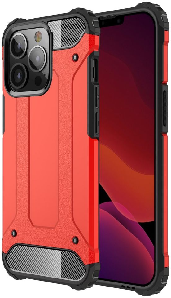 Apple iPhone 13 Pro Hoesje Shock Proof Hybride Back Cover Rood afbeelding 1