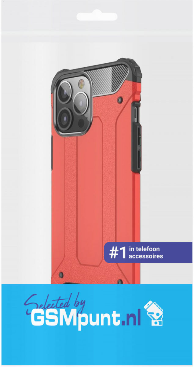 Apple iPhone 13 Pro Hoesje Shock Proof Hybride Back Cover Rood afbeelding 2