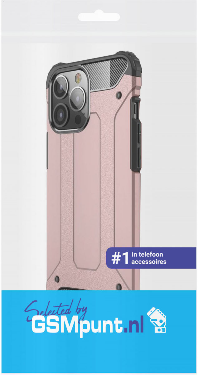 Apple iPhone 13 Pro Max Hoesje Shock Proof Hybride Back Cover Roze afbeelding 2