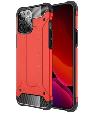 Apple iPhone 13 Pro Max Hoesje Shock Proof Hybride Back Cover Rood Hoesjes
