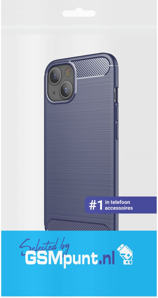Apple iPhone 13 Mini Hoesje Geborsteld TPU Flexibele Back Cover Blauw afbeelding 4