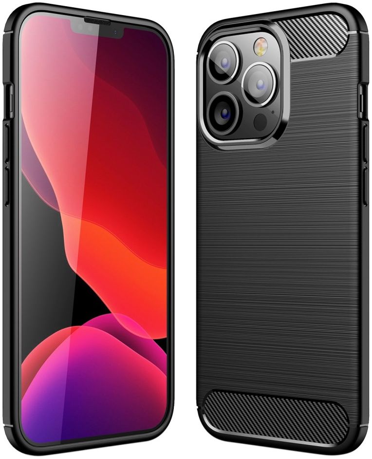 Apple iPhone 13 Pro Hoesje Geborsteld TPU Flexibele Back Cover Zwart afbeelding 5