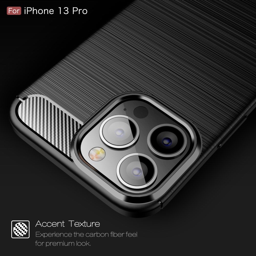 Apple iPhone 13 Pro Hoesje Geborsteld TPU Flexibele Back Cover Zwart afbeelding 6