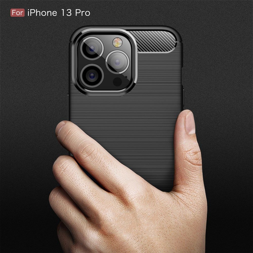 Apple iPhone 13 Pro Hoesje Geborsteld TPU Flexibele Back Cover Zwart afbeelding 11