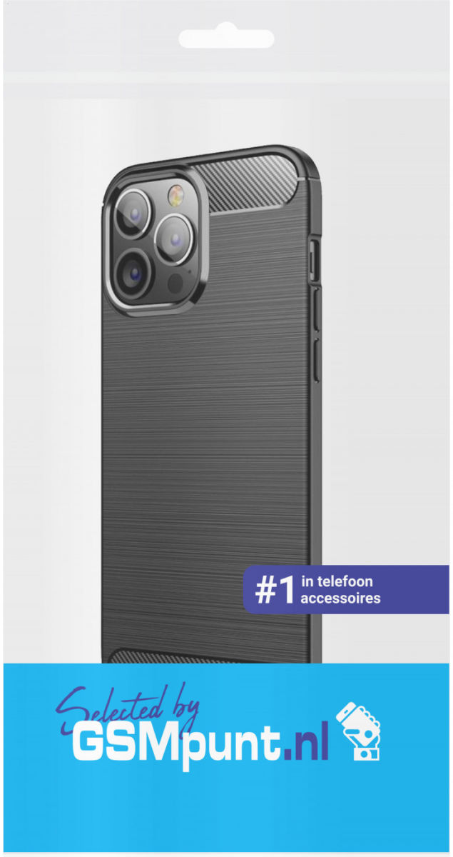Apple iPhone 13 Pro Max Hoesje Geborsteld TPU Back Cover Zwart afbeelding 2