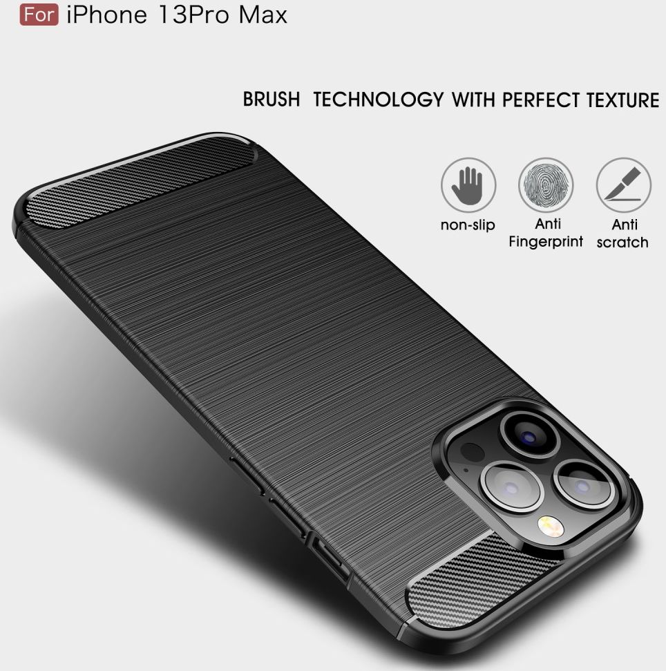 Apple iPhone 13 Pro Max Hoesje Geborsteld TPU Back Cover Zwart afbeelding 7