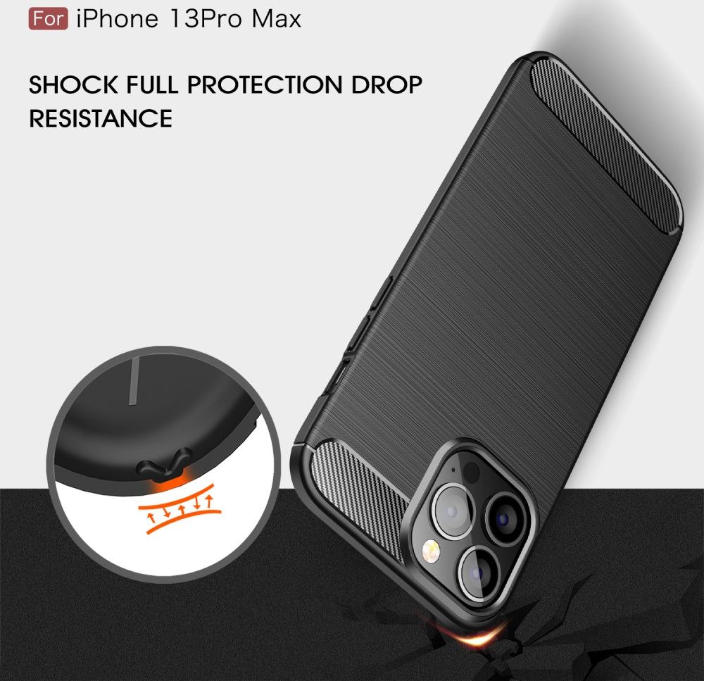 Apple iPhone 13 Pro Max Hoesje Geborsteld TPU Back Cover Zwart afbeelding 6