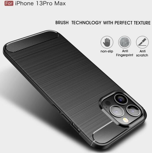 Apple iPhone 13 Pro Max Hoesje Geborsteld TPU Back Cover Zwart afbeelding 7
