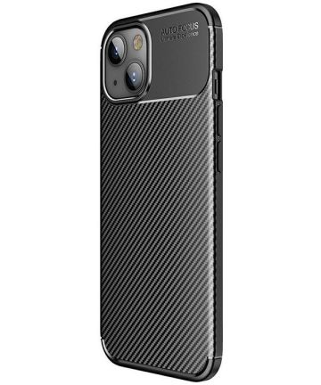 Apple iPhone 13 Mini Hoesje Siliconen Carbon TPU Back Cover Zwart Hoesjes