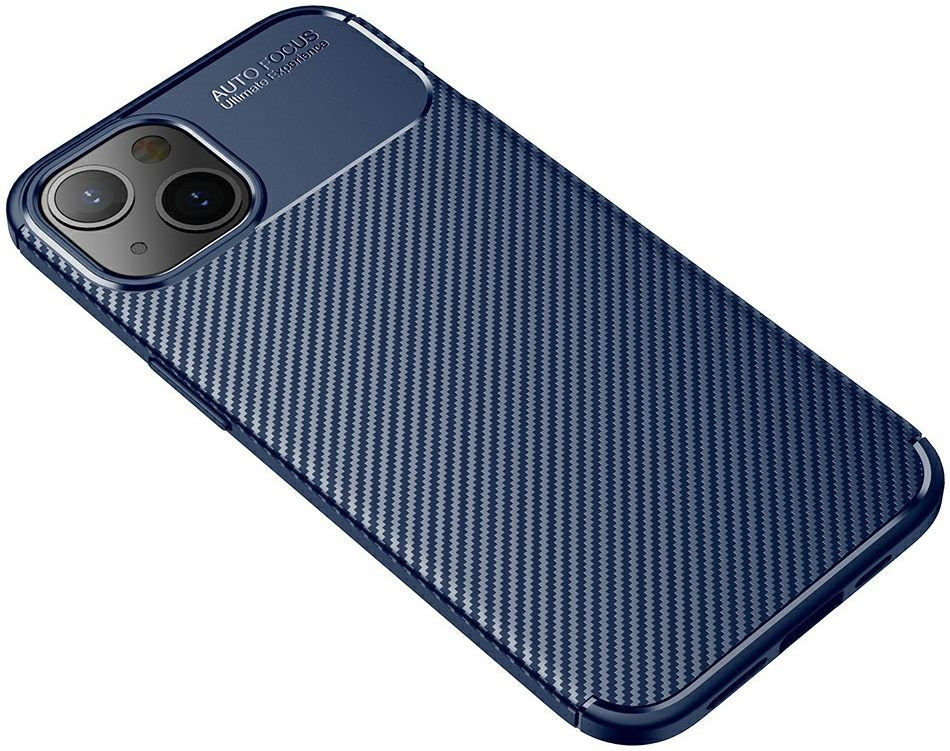 Apple iPhone 13 Mini Hoesje Siliconen Carbon TPU Back Cover Blauw afbeelding 6