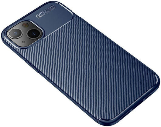 Apple iPhone 13 Mini Hoesje Siliconen Carbon TPU Back Cover Blauw afbeelding 6