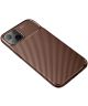 Apple iPhone 13 Hoesje Siliconen Carbon TPU Back Cover Bruin