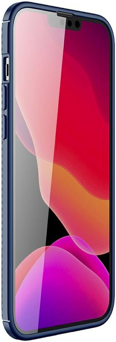 Apple iPhone 13 Pro Hoesje Siliconen Carbon TPU Back Cover Blauw afbeelding 2