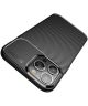 Apple iPhone 13 Pro Max Hoesje Siliconen Carbon TPU Back Cover Bruin