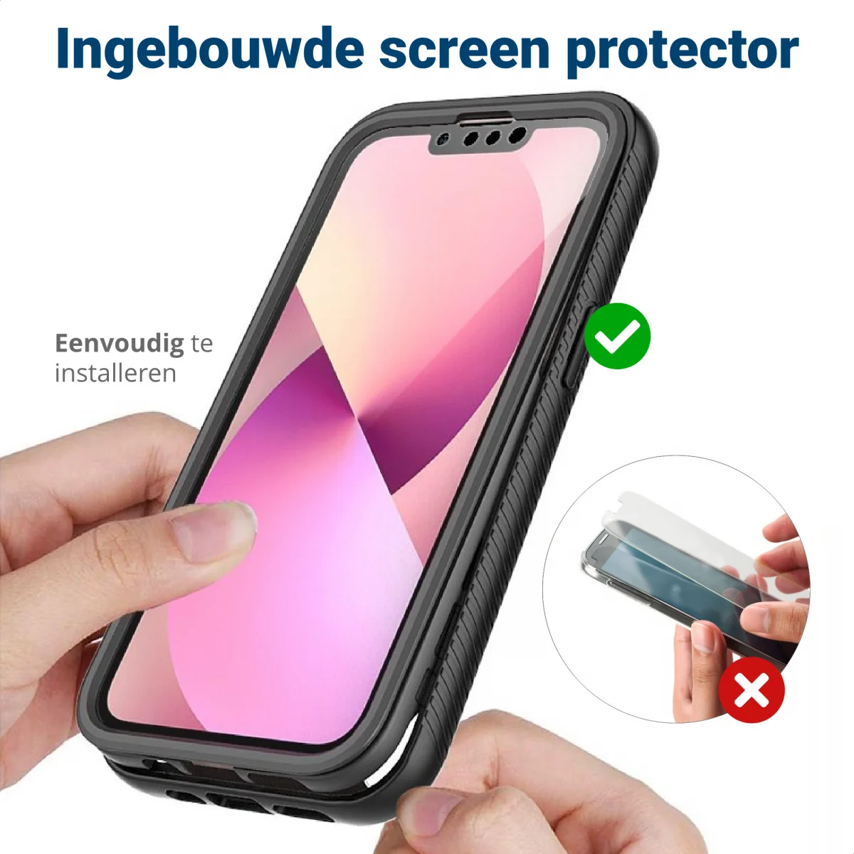 Apple iPhone 13 Mini Hoesje Full Protect 360° Cover Hybride Blauw afbeelding 7