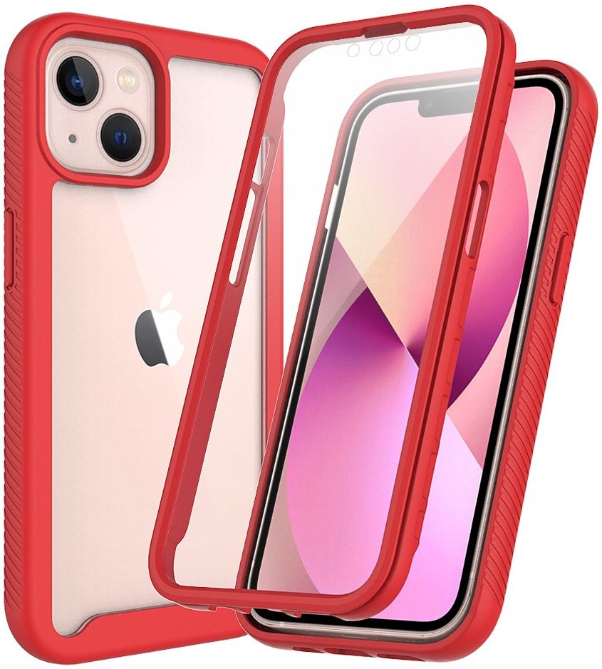 Apple iPhone 13 Mini Hoesje Full Protect 360° Cover Hybride Rood afbeelding 1