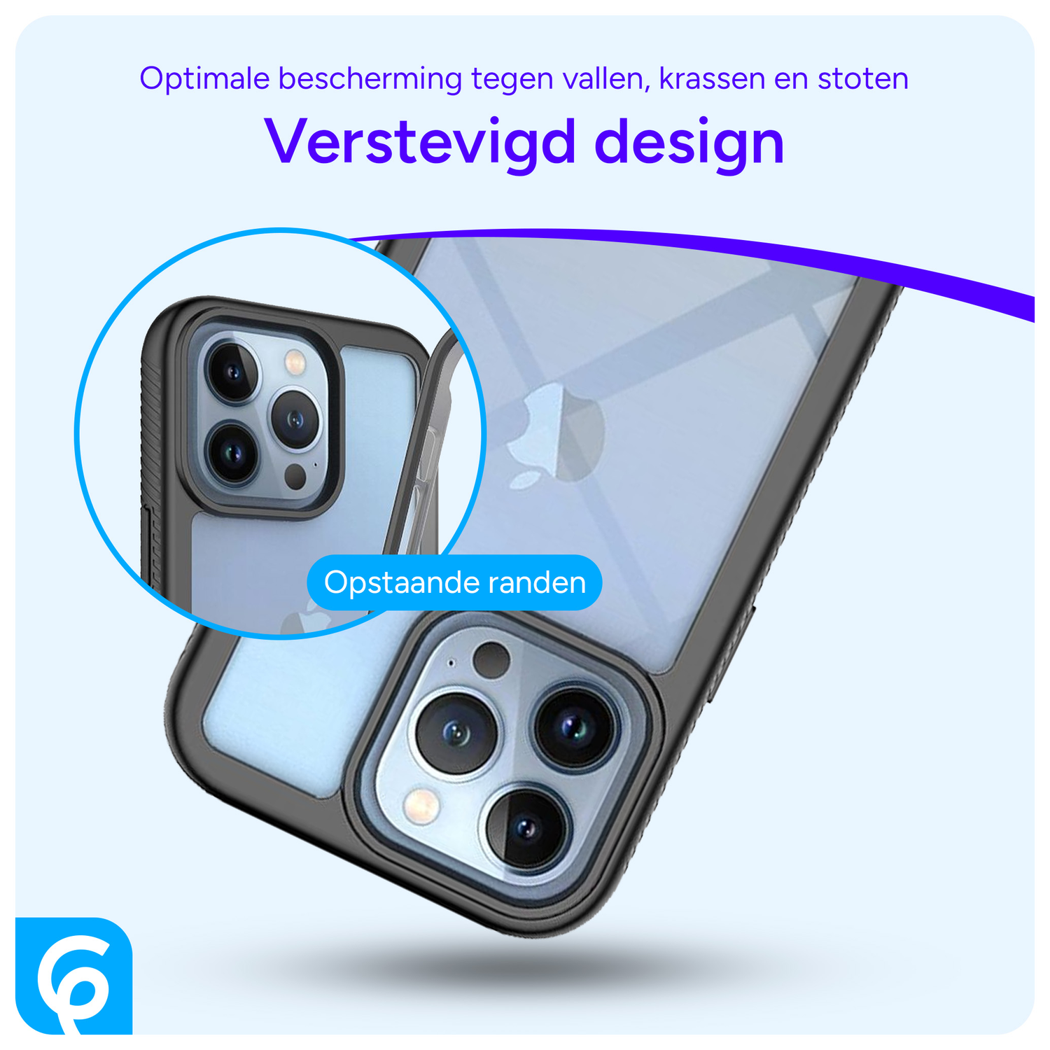 Apple iPhone 13 Pro Hoesje Full Protect 360° Cover Hybride Zwart afbeelding 2