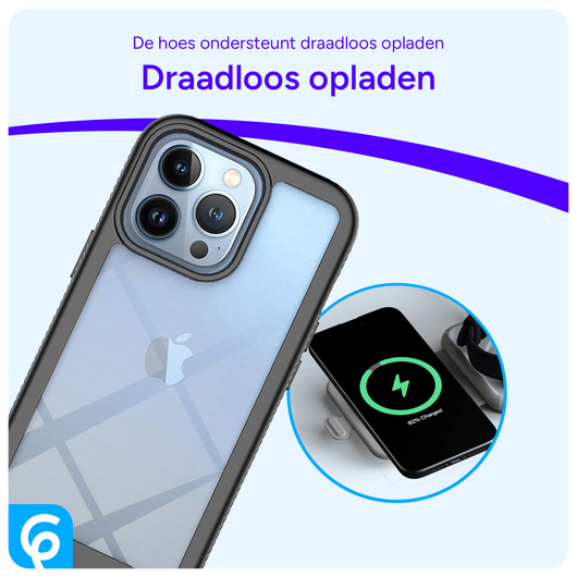 Apple iPhone 13 Pro Hoesje Full Protect 360° Cover Hybride Zwart afbeelding 7