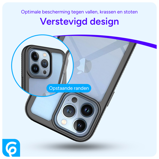 Apple iPhone 13 Pro Hoesje Full Protect 360° Cover Hybride Zwart afbeelding 2