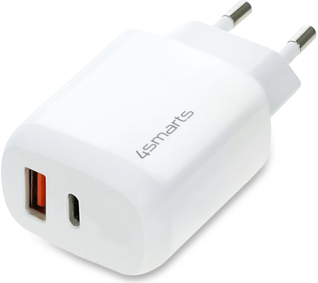4smarts DoublePort 30W USB-A QC en USB-C Power Delivery Adapter Wit afbeelding 1