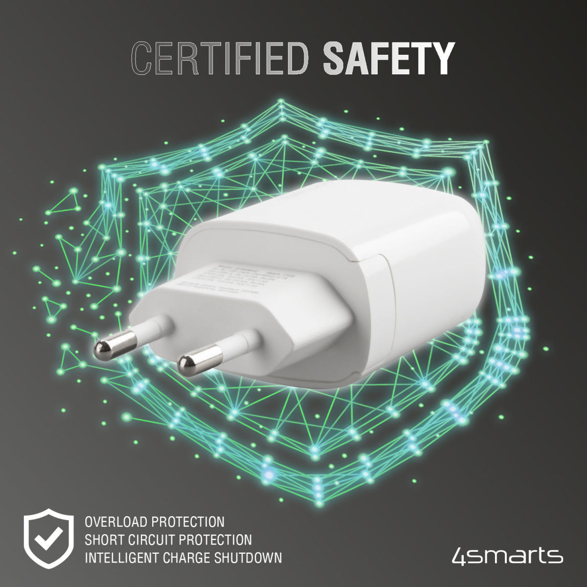 4smarts DoublePort 30W USB-A QC en USB-C Power Delivery Adapter Wit afbeelding 6