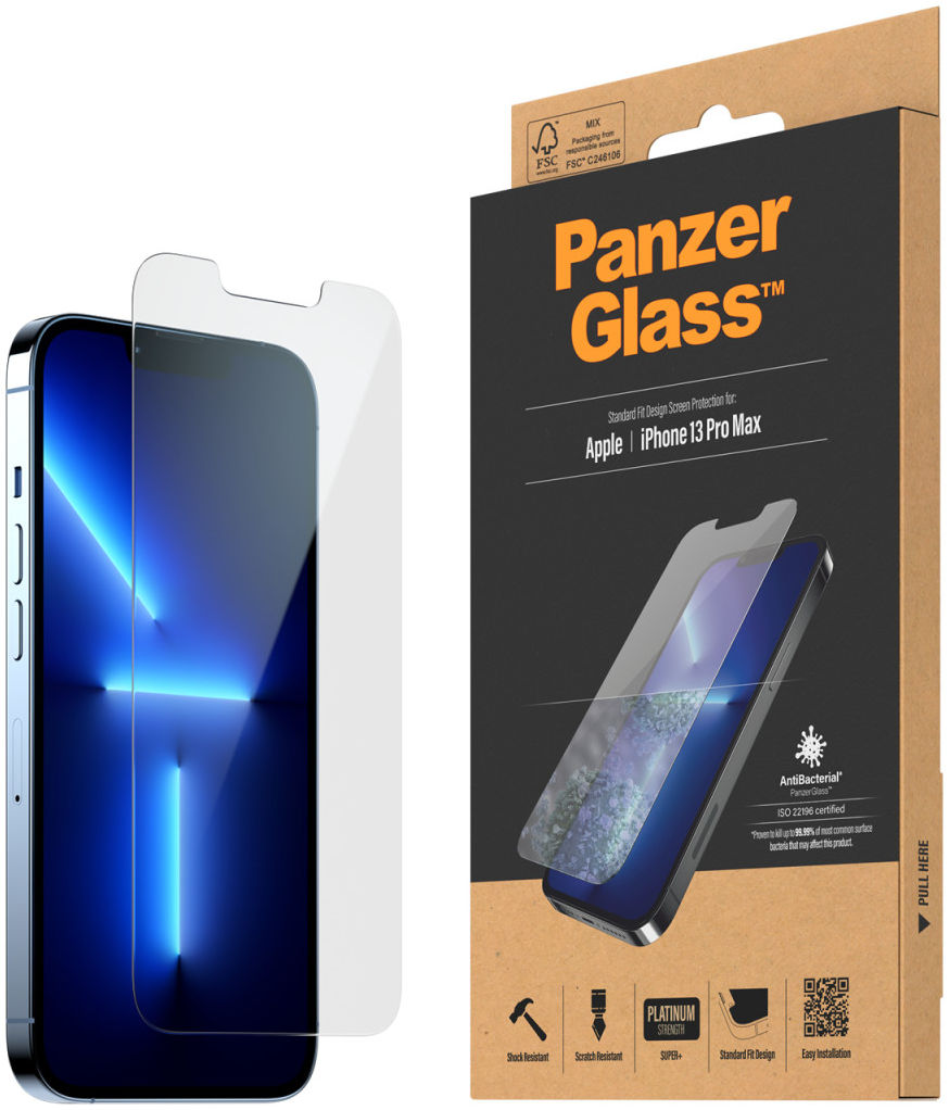 PanzerGlass iPhone 13 Pro Max Screenprotector Antibacterieel Clear afbeelding 1