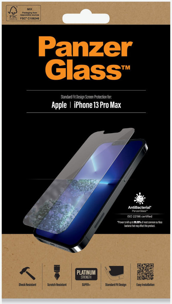 PanzerGlass iPhone 13 Pro Max Screenprotector Antibacterieel Clear afbeelding 10
