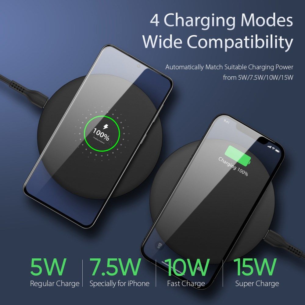 Dux Ducis Draadloze Oplader 15W Fast Charge + USB-C Kabel 1M Zwart afbeelding 6