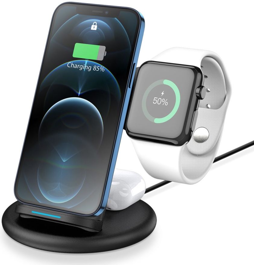 Dux Ducis 3-in-1 Draadloze Oplader 15W voor Smartphone/AirPods/Watch afbeelding 1