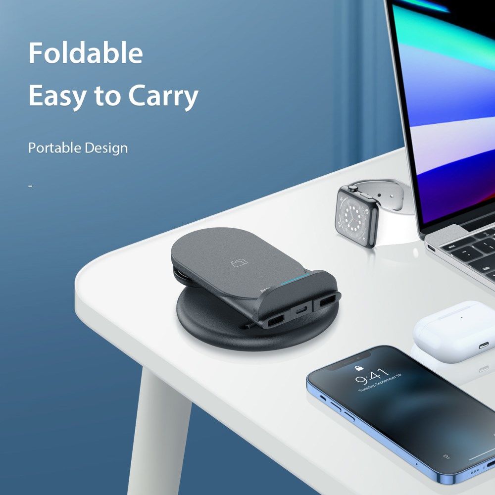 Dux Ducis 3-in-1 Draadloze Oplader 15W voor Smartphone/AirPods/Watch afbeelding 11