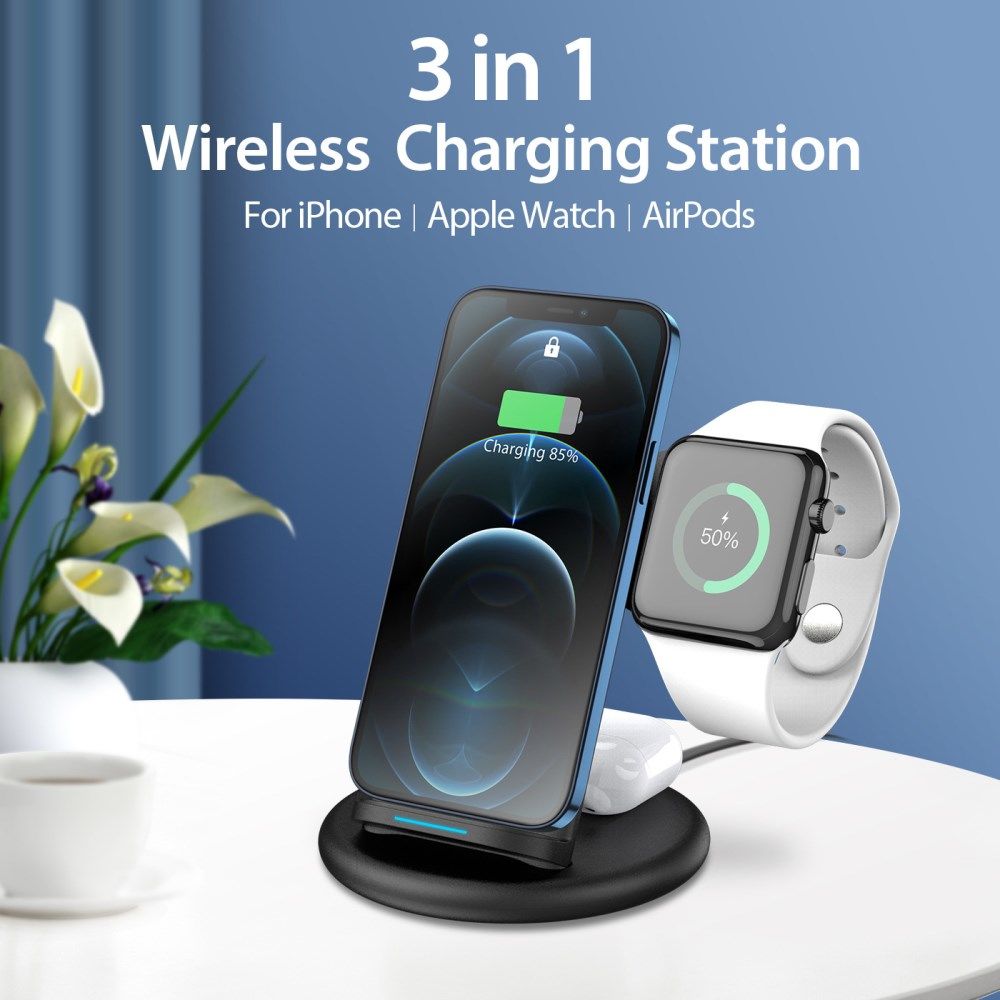 Dux Ducis 3-in-1 Draadloze Oplader 15W voor Smartphone/AirPods/Watch afbeelding 3