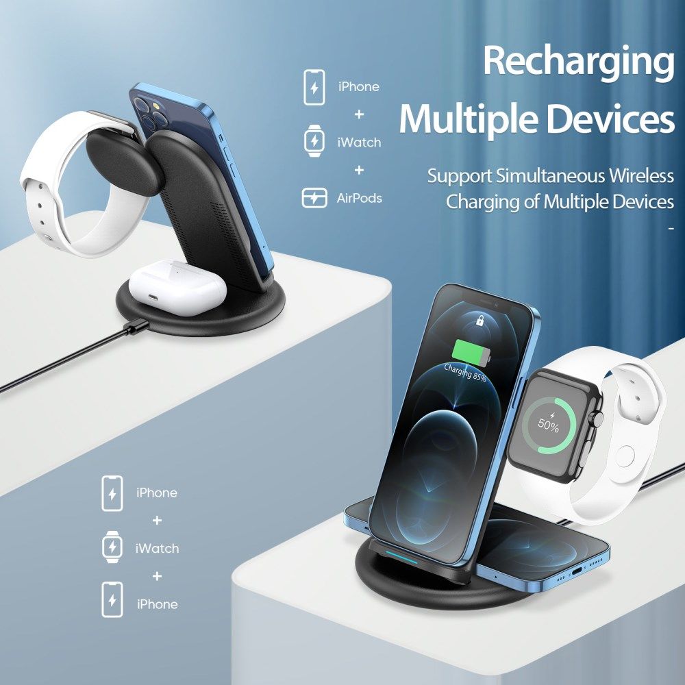 Dux Ducis 3-in-1 Draadloze Oplader 15W voor Smartphone/AirPods/Watch afbeelding 5