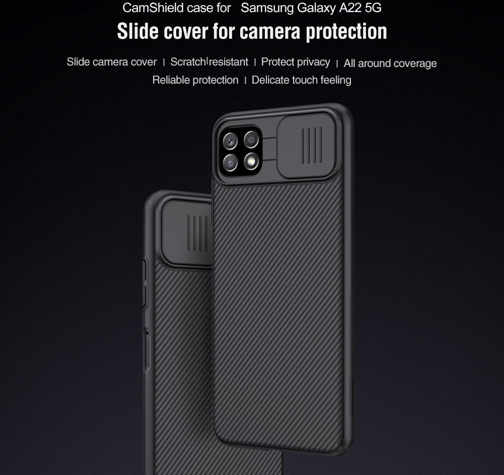 Nillkin CamShield Samsung Galaxy A22 5G Hoesje met Camera Slider Zwart afbeelding 5