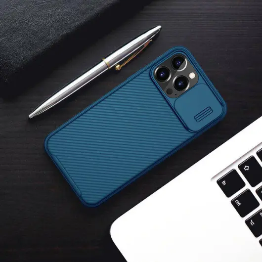 Nillkin CamShield Apple iPhone 13 Pro Max Hoesje Camera Slider Blauw afbeelding 7