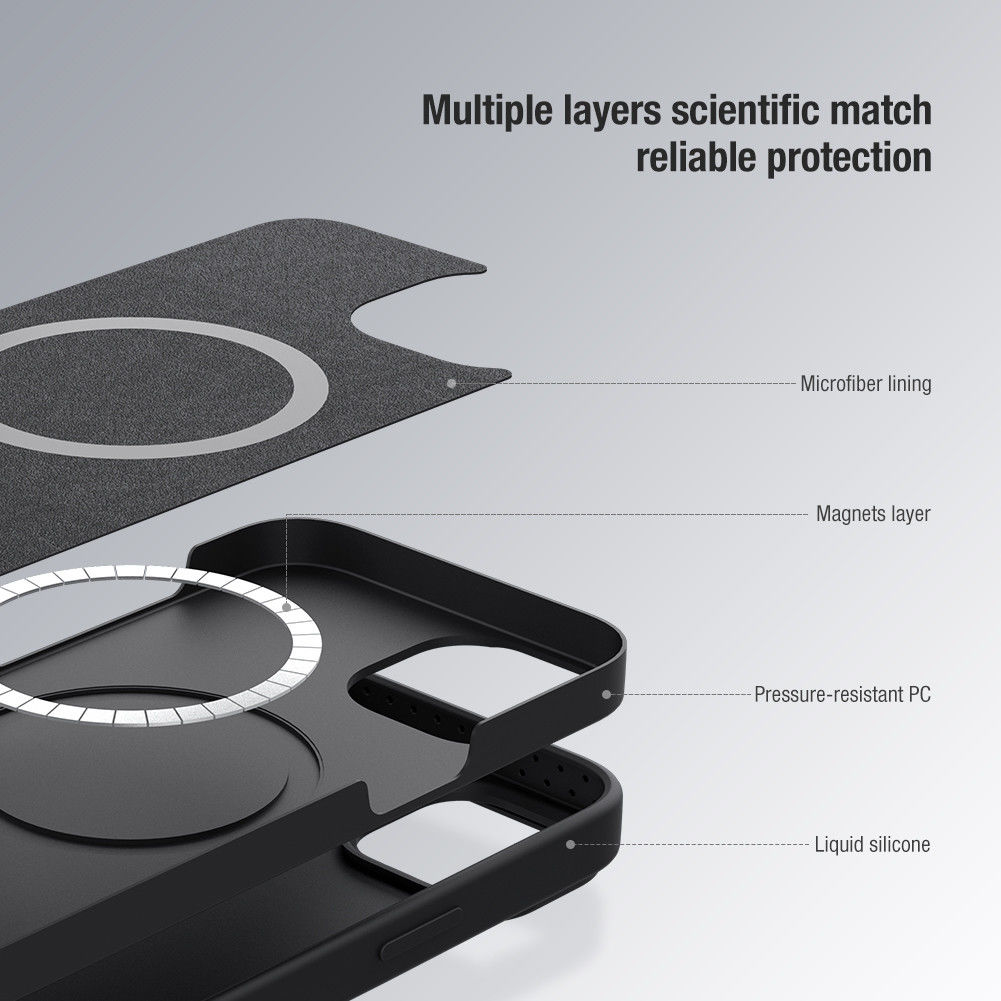 Nillkin iPhone 13 Pro Hoesje MagSafe Siliconen met Camera Slider Zwart afbeelding 11