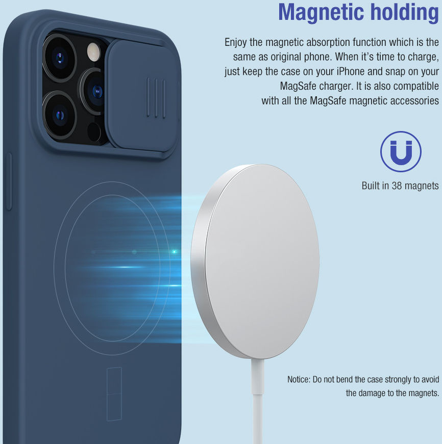 Nillkin iPhone 13 Pro Hoesje MagSafe Siliconen met Camera Slider Zwart afbeelding 6