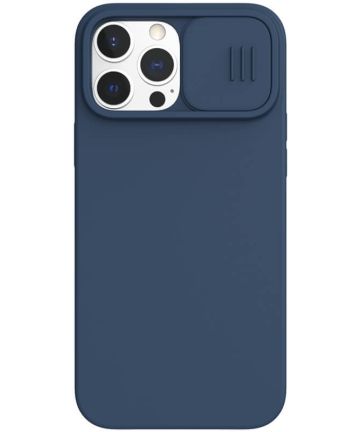 Nillkin iPhone 13 Pro Max Hoesje MagSafe Siliconen Camera Slider Blauw Hoesjes