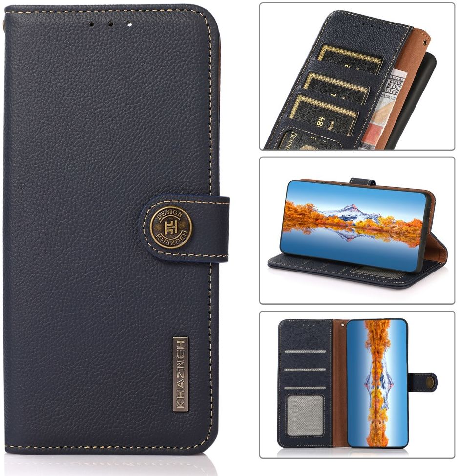 Apple iPhone 13 Mini Hoesje RFID Portemonnee Book Case Echt Leer Blauw afbeelding 7